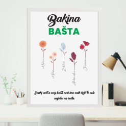 Bakina-Mamina bašta sa imenima dece na Posteru sa ramom